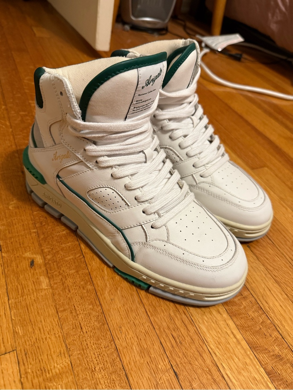 Axel Arigato Area Hi Sneaker - White High-Top Sneaker with Green Accents